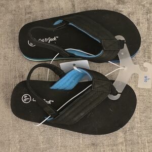 Cat & Jack Black Flip Flops with Blue Accents